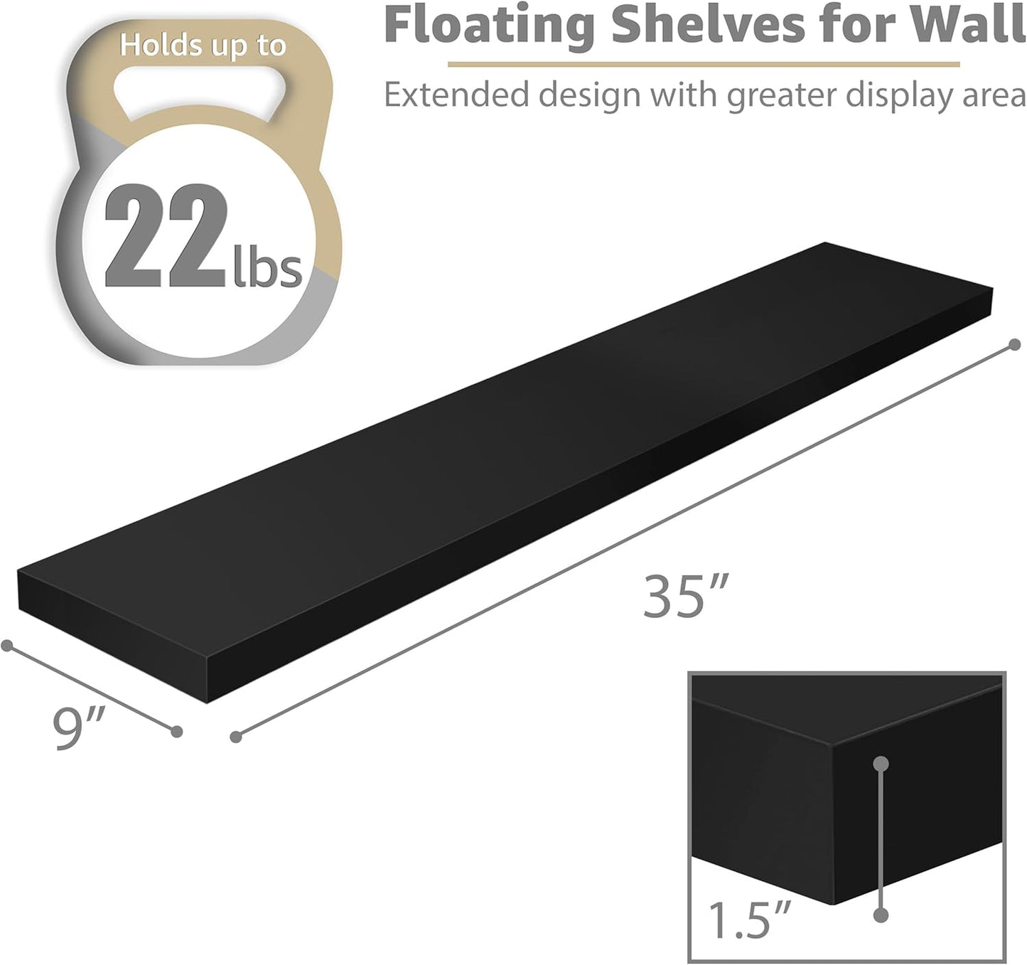 Sorbus Floating Shelves for Wall - 48 Inch Long Bathroom Shelves, Wall Decor for Bedroom, Kitchen, Living Room & Book Storage - Mounted Floating Shelf with Invisible Brackets (Maple Wood, 2 Pack)