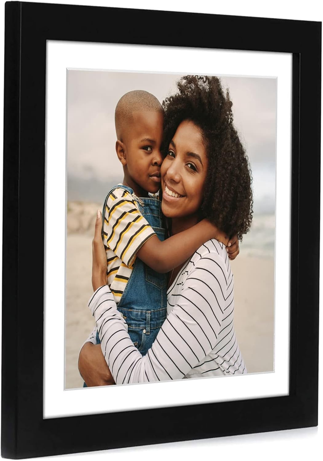 Americanflat 8x10 Picture Frame with Shatter-Resistant Glass - Use as 5x7 Frame with Mat or Display 8x10 Photo Without Mat - Signature Collection - Picture Frames for Tabletop and Wall Display - Black