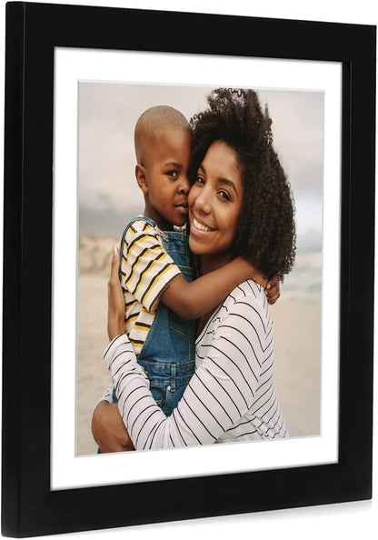Americanflat 8x10 Picture Frame with Shatter-Resistant Glass - Use as 5x7 Frame with Mat or Display 8x10 Photo Without Mat - Signature Collection - Picture Frames for Tabletop and Wall Display - Black