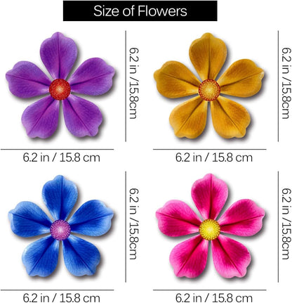Giyyomtr Metal Flowers Wall Decor - 4pcs 6.2'' Metal Wall Art Hanging Decorations for Outdoor Fence Garden Yard Patio Exterior Wall Decor