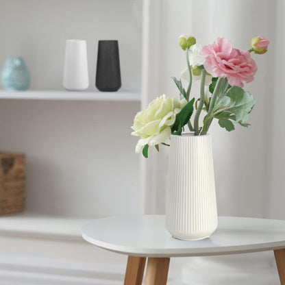 White Ceramic Vase, GUKJOB Small Cute Flower Vase for Pampas Grass, Home, Living Room, Dining Table, Farmhouse, Office Decor, Bedroom, Table, and Kitchen Shelf (White)