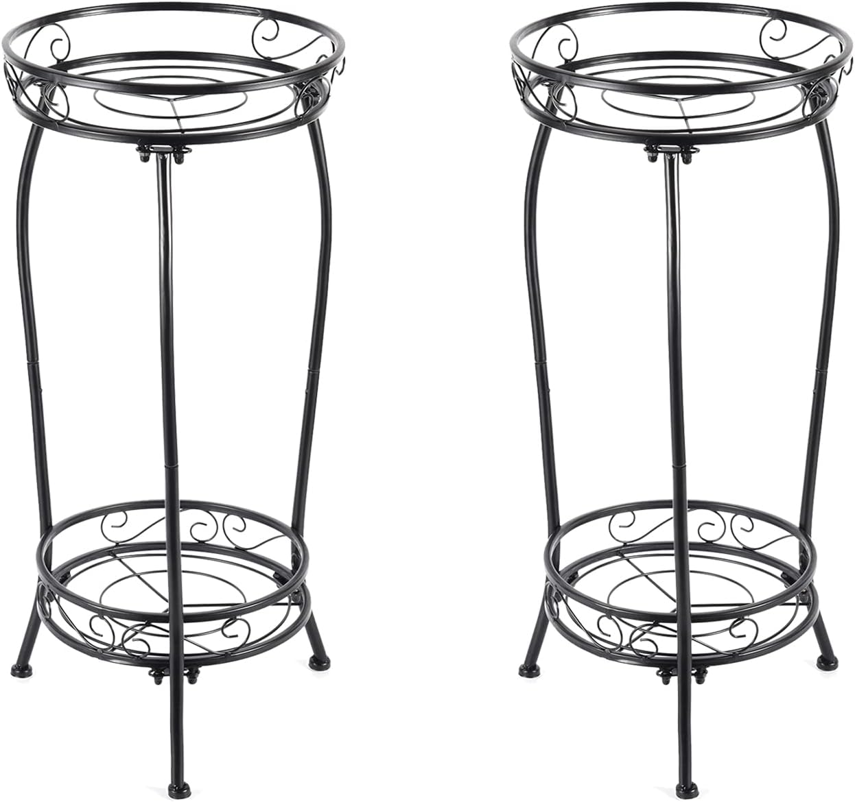 Kavlium Plant Stand Indoor Outdoor，Tall Black Metal Rustproof Stable Plant Stands，2 Tier 27.1 inch Multiple Plant Rack Holder Rack Flower Pot Stand Heavy Duty Plant Shelf