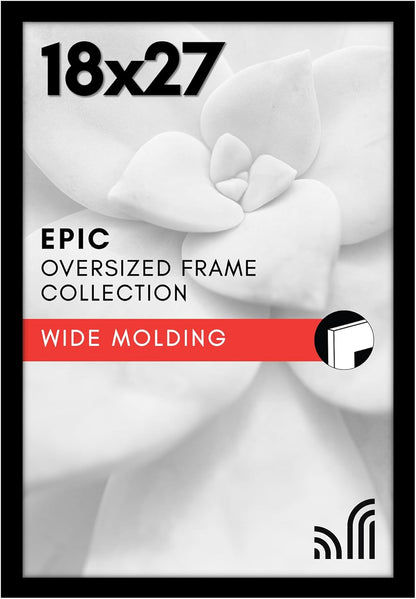 Americanflat 16x20 Picture Frame with Polished Plexiglass - Black Picture Frame - Wide Photo Frames Made of Engineered Wood for Vertical or Horizontal Wall Display - Epic Collection - Black - Colors A