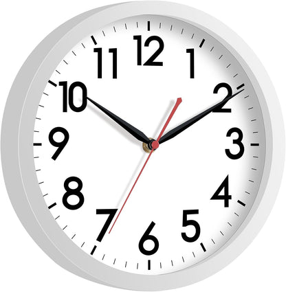 AKCISOT Wall Clock, Modern Small Wall Clocks Battery Operated 8 Inch, Silent Non-Ticking Analog Classic for Office, Home, Bathroom, Kitchen, Bedroom, School(Black)