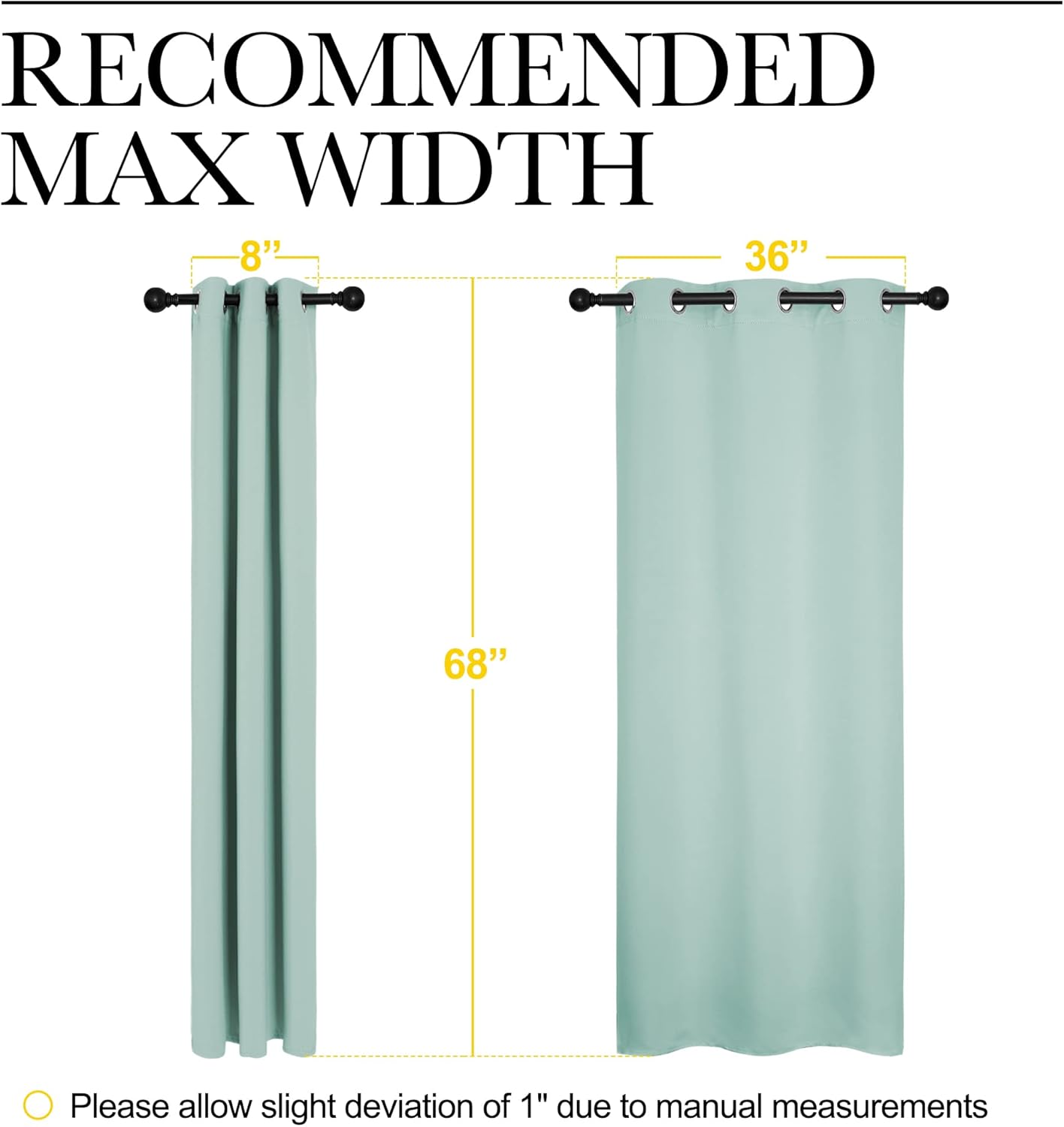 NICETOWN Halloween Pitch Black Solid Thermal Insulated Grommet Blackout Curtains/Drapes for Bedroom Window (2 Panels, 42 inches Wide by 63 inches Long, Black) - Colors A
