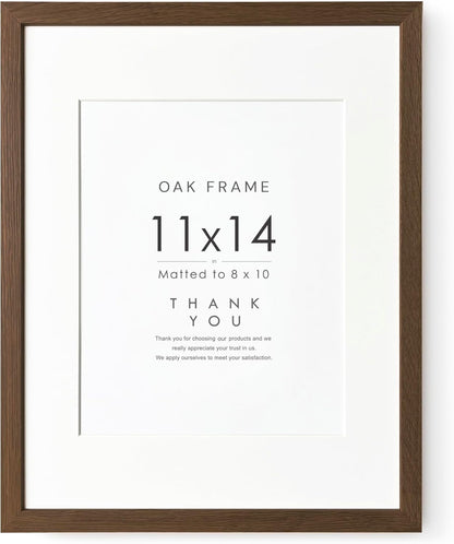 5x7 Picture Frame, Solid Oak Wood 5 x 7 Photo Frame with Mat to 4x6, 7x5 Picture Frames for Wall and Tabletop Display, (Walnut Set of 1)