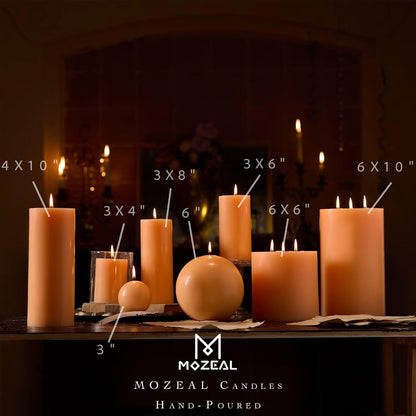 MOZEAL 3" x 4" Hand-Poured Unscented Candle,Dripless Pillar Candle Set of 3,Long Clean Burning,Approx 72 Hours Burn Time,Rustic Country Style,Wedding,Dinner,Christmas and Home Decor,White