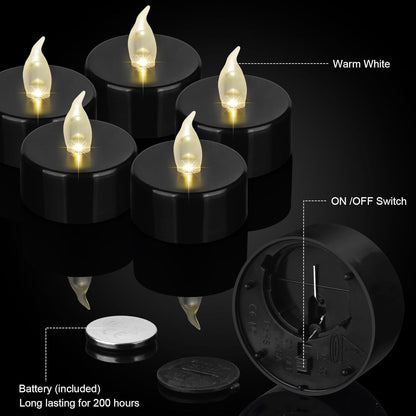 Battery Operated LED Tea Lights: 24PACK Flameless Votive Candles Lamp Realistic and Bright Flickering Holiday Gift Long Lasting 200Hours for Seasonal & Festival Celebration Warm White