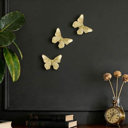 GUSFREUD 3D Butterfly Wall Decor Set – Resin Wall Decorations for Living Room, Bedroom, Garden, Yard, Outdoor and Gallery Walls - Antique Copper - Set of 3