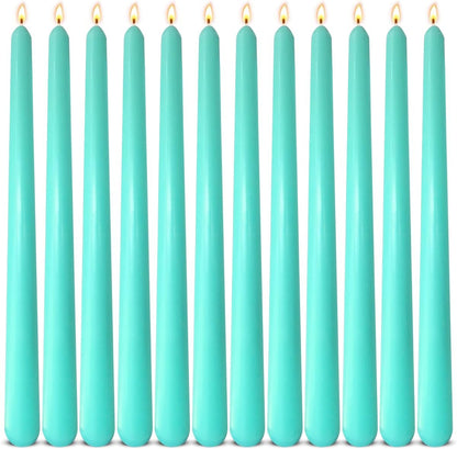 12-Pack Olive Green Taper Candles, 10 Inch Unscented Dripless Candlesticks, Long-Lasting Burn Time of 7-8 Hours, Perfect for Christmas Home Décor Spring and St. Patrick's Day