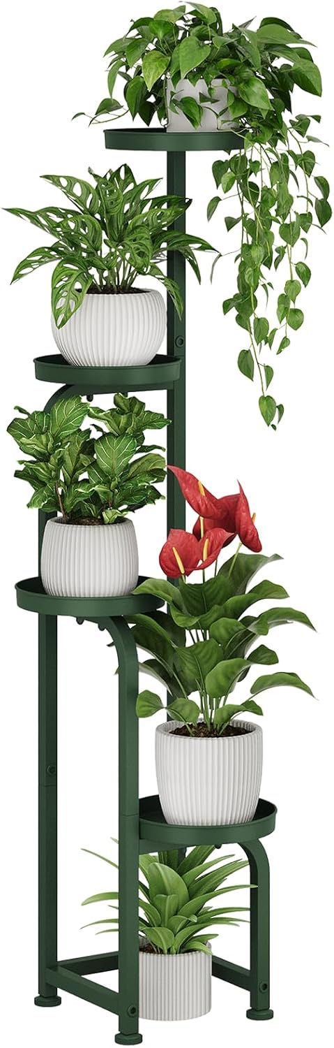 Bamworld Tall Plant Stand Indoor Outdoor, Corner Metal Flower Pot Stands for Multiple Plants, 4 Tier Heavy Duty Plant Shelf for Patio Garden Balcony Living Room Bedroom(Patent Design)