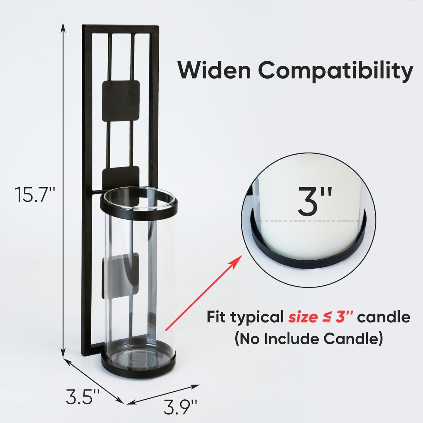 Homemory Wall Sconces Candle Holder Set of 2, Modern Metal Rustic Wall Decor for Living Room, Dining Room, Bedroom, Bathroom(Black)