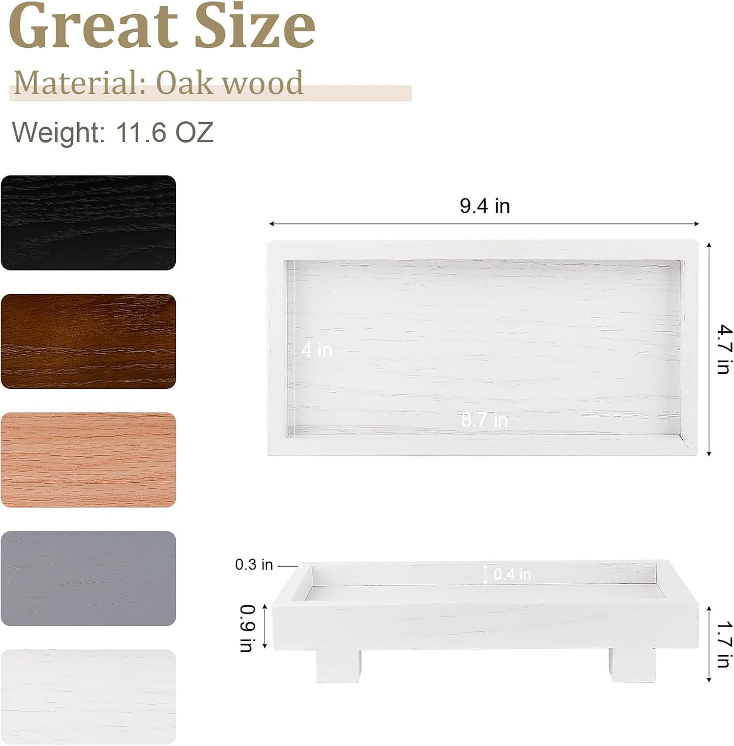 Decorative Tray Small Pedestal Stand Farmhouse Bathroom Decor Wooden Riser Display Stand for Vanity, Kitchen Countertop, Sink, 9.4 * 4.7 White