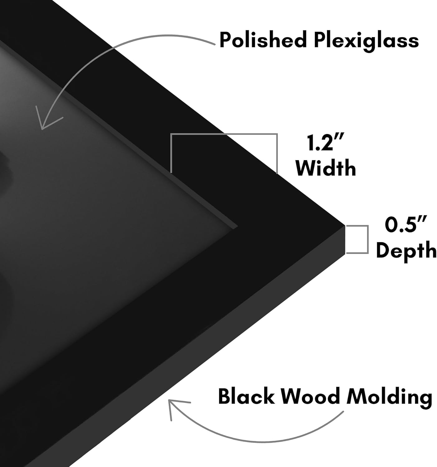 Americanflat 16x20 Picture Frame with Polished Plexiglass - Black Picture Frame - Wide Photo Frames Made of Engineered Wood for Vertical or Horizontal Wall Display - Epic Collection - Black - Colors A