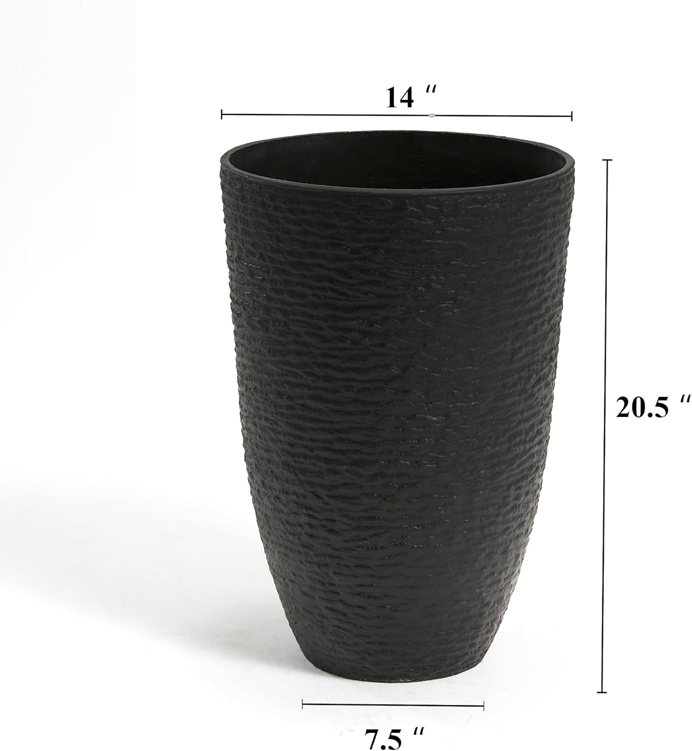 Worth 9 Gallon Tall Round Planters Set of 2-14" Dia x 21" H Stone Finish Flower Pots Indoor Decorative Container Garden Patio Unbreakable Beige