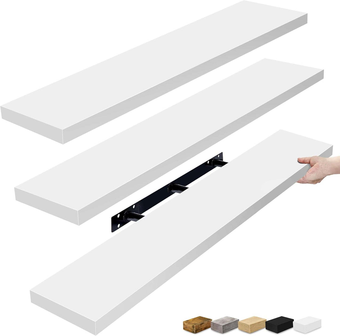 Sorbus Floating Shelves for Wall - 48 Inch Long Bathroom Shelves, Wall Decor for Bedroom, Kitchen, Living Room & Book Storage - Mounted Floating Shelf with Invisible Brackets (Maple Wood, 2 Pack)