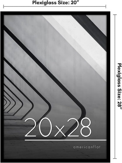 Americanflat 24x36 Poster Frame with Polished Plexiglass - Streamline Collection - Thin Border Picture Frame for Wall Display - Hanging Hardware Included - Black - Colors C