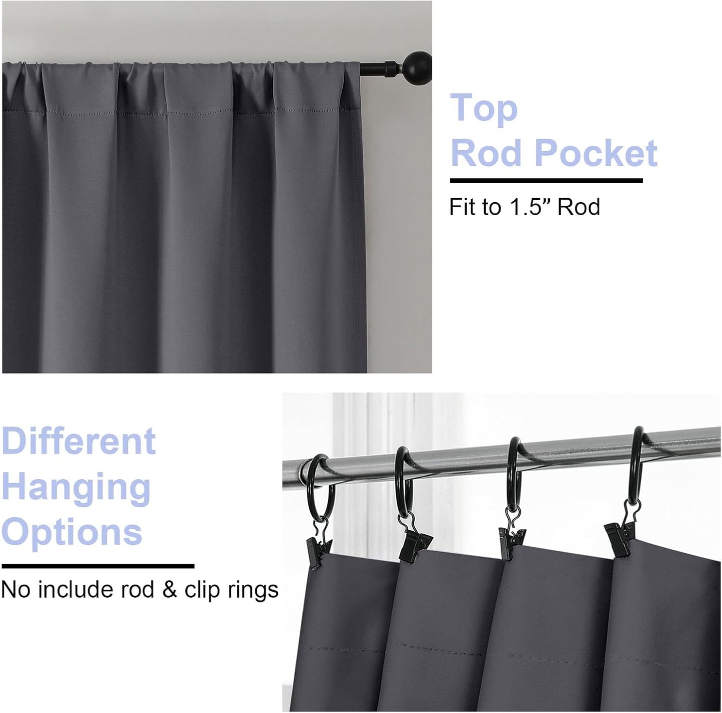 Simplebrand Ava Sage Green Blackout Curtains for Bedroom 63 Inch Length 2 Panels Set, Solid Thermal Insulated Energy Saving Rod Pocket Window Treatment Curtains Blackout Drapes, W40 x L63 Inch, Sage - Colors C