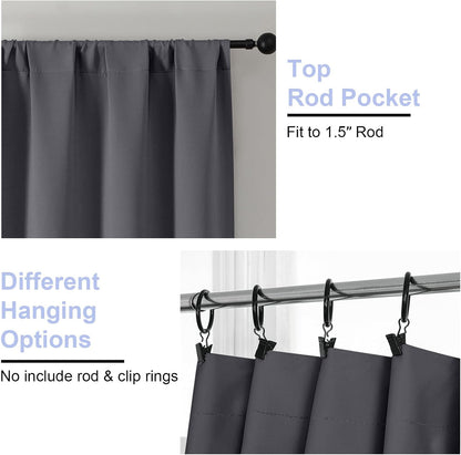 Simplebrand Ava Sage Green Blackout Curtains for Bedroom 63 Inch Length 2 Panels Set, Solid Thermal Insulated Energy Saving Rod Pocket Window Treatment Curtains Blackout Drapes, W40 x L63 Inch, Sage - Colors C