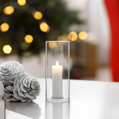 WGVI Hurricane Candle Holder Sleeve, Wide 4", Height 8", Clear Glass Cylinder Candleholder, Chimney Tube, Open Ended Candle Shade, 1 Piece - Colors A