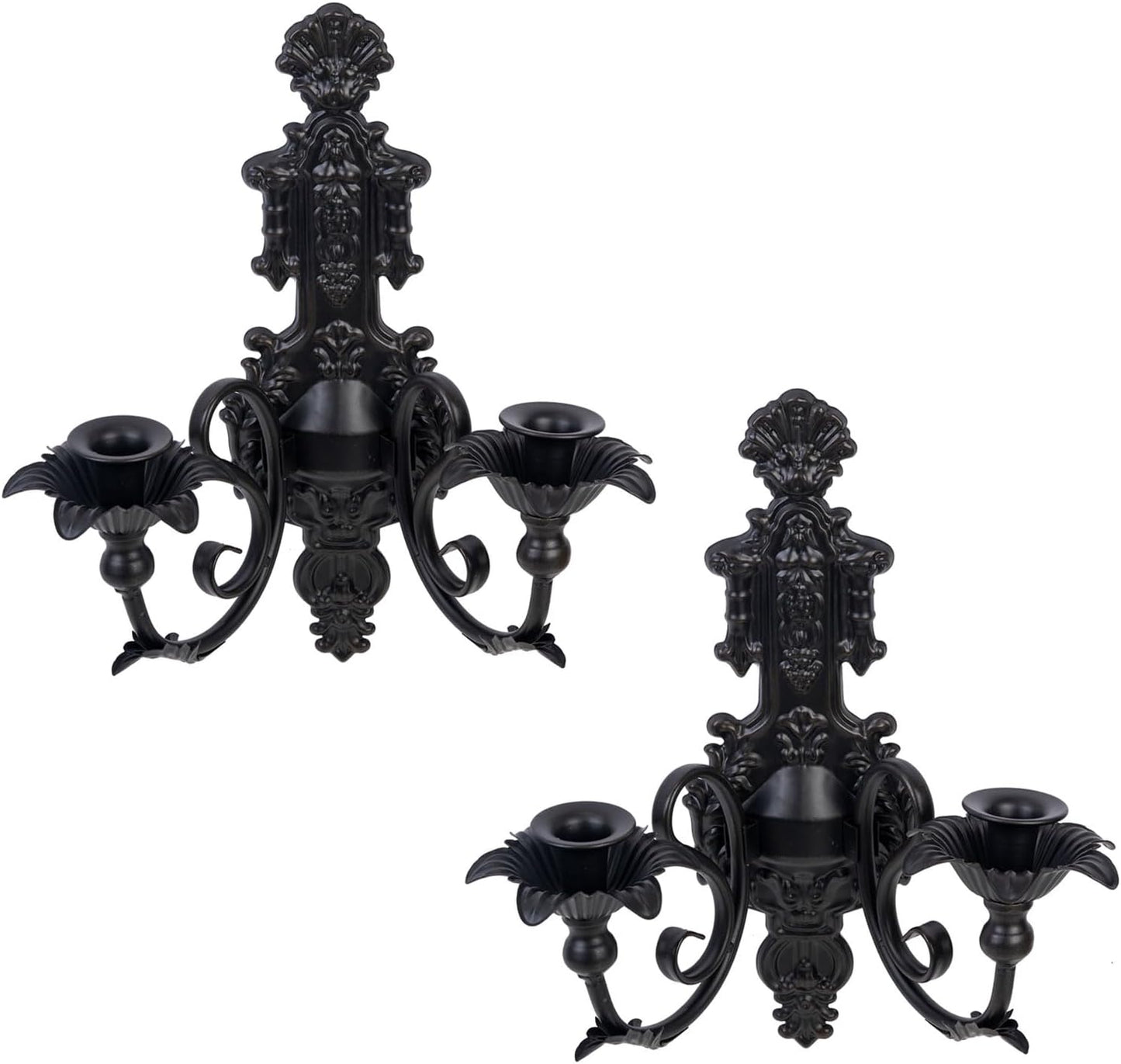 CC wonderland zone Candle Sconce(Set of 2)-Metal Gothic Wall Decorations-Rustic Home Decor-Black Gold Wall Candle Sconces,Dark Academia Decor