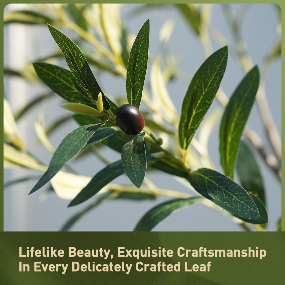 Verinatural Olive Tree Artificial Indoor 6ft - UV Resistant Large Fake Plants - Realistic Faux Olive Tree in Pot - Tall Artificial Plants Outdoor for Home, Patio, Living Room, Office Decor,VN138