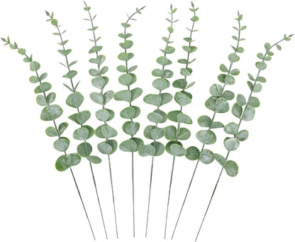 CEWOR 80pcs Artificial Eucalyptus Stems Fake Eucalyptus Leaves Stems Real Touch Leaf Branches for Flower Bouquet Wedding Easter Centerpiece Spring Home Office Decor