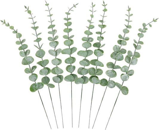 CEWOR 80pcs Artificial Eucalyptus Stems Fake Eucalyptus Leaves Stems Real Touch Leaf Branches for Flower Bouquet Wedding Easter Centerpiece Spring Home Office Decor