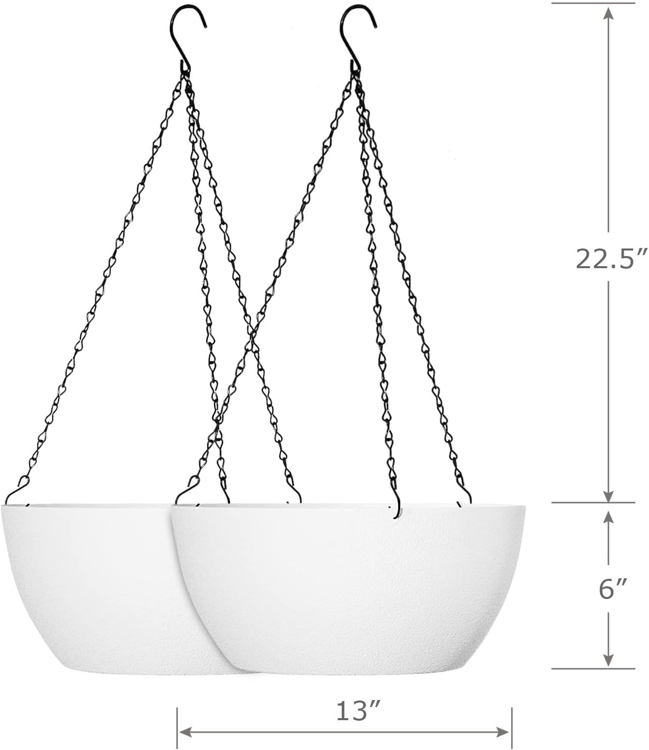WSMKSZ 10 inch Hanging Planters for Outdoor Indoor Plants with Drainage Holes and Chain, 2 Pack Round Hanging Flower Pots for Garden Home Porch Decor, Black