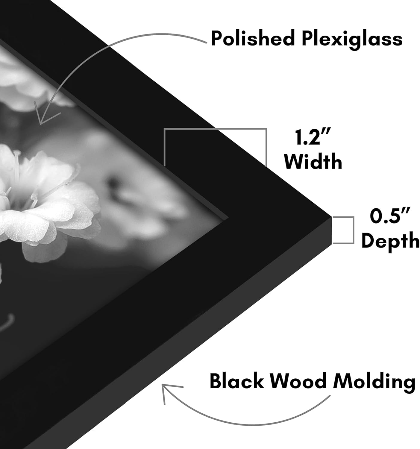Americanflat 16x20 Picture Frame with Polished Plexiglass - Black Picture Frame - Wide Photo Frames Made of Engineered Wood for Vertical or Horizontal Wall Display - Epic Collection - Black - Colors A