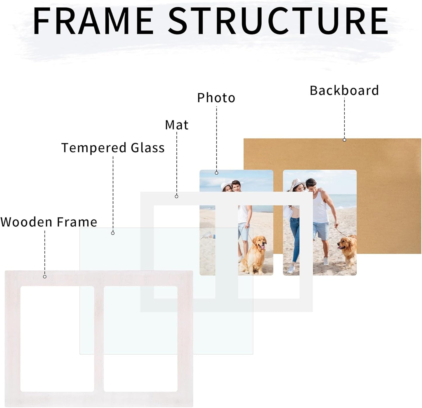 YESKAY 4x6 Picture Frame Collage for Wall Decor, Multiple Photo Collage Frames with Tempered Glass, 7-Opening for 4 x 6 Picture Frames, Rustic Brown, 1 Pack