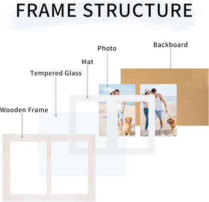 YESKAY 4x6 Picture Frame Collage for Wall Decor, Multiple Photo Collage Frames with Tempered Glass, 7-Opening for 4 x 6 Picture Frames, Rustic Brown, 1 Pack