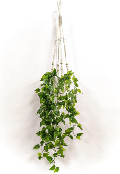 Comtelek Fake Hanging Plants with Lights Artificial Plants for Home Decor Macrame Plant Hanger with Fake Vines Faux Hanging Planter for Wall Ceiling Bedroom Bathroom Kitchen Office Boho Decor Indoor