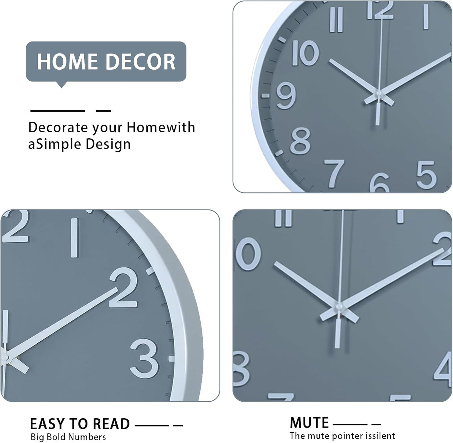 Wall Clocks Battery Operated 8 inch Modern Wall Clock,Silent Non Ticking Wall Clock for Living Room Bedroom Kitchen Office Classroom Decor (Green White)