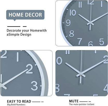 Wall Clocks Battery Operated 8 inch Modern Wall Clock,Silent Non Ticking Wall Clock for Living Room Bedroom Kitchen Office Classroom Decor (Green White)