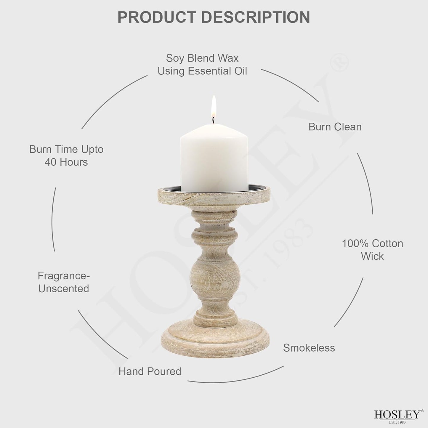 Hosley 2x3 High Pillar Candles, Set of 6. White, Unscented. Bulk Buy. Ideal for Wedding, Emergency Lanterns, Spa, Aromatherapy, Party, Reiki, Candle Gardens O4