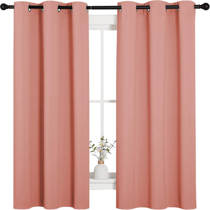 NICETOWN Halloween Pitch Black Solid Thermal Insulated Grommet Blackout Curtains/Drapes for Bedroom Window (2 Panels, 42 inches Wide by 63 inches Long, Black) - Colors C
