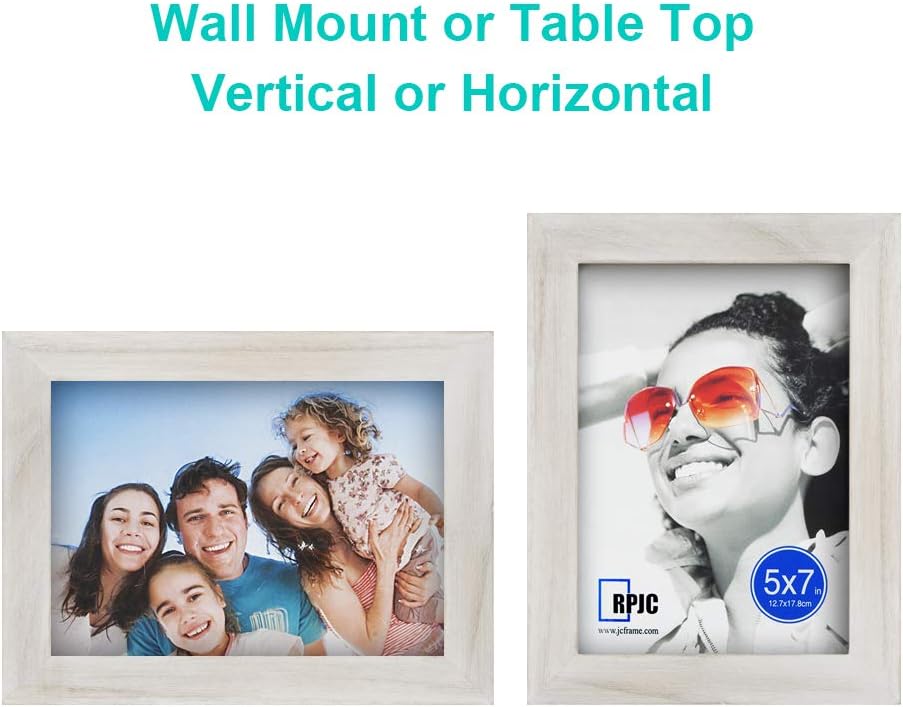 RPJC 5x7 Picture Frames Made of Solid Wood High Definition Glass for Table Top Display and Wall Mounting Photo Frame Black