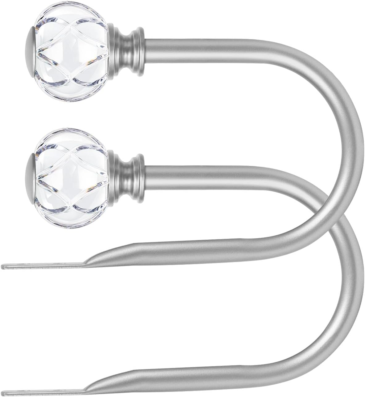 KAMANINA Curtain Holdbacks 2pcs, Gold Curtain Tiebacks, Window Curtains Hooks for Wall, Decorative Holders for Drapes with Crystal Finials(5.4" L × 4.1" W)