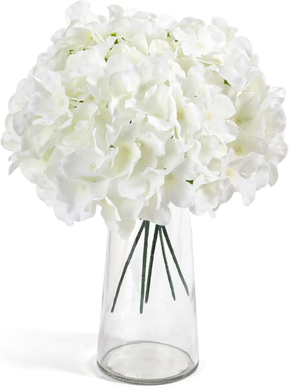 Auihiay 64 PCS Artificial Hydrangea Flowers, Silk Hydrangea Full Flowers Heads with Stems for Wedding Centerpieces, Home, Garden, Baby Shower, Party Decoration (Ivory)