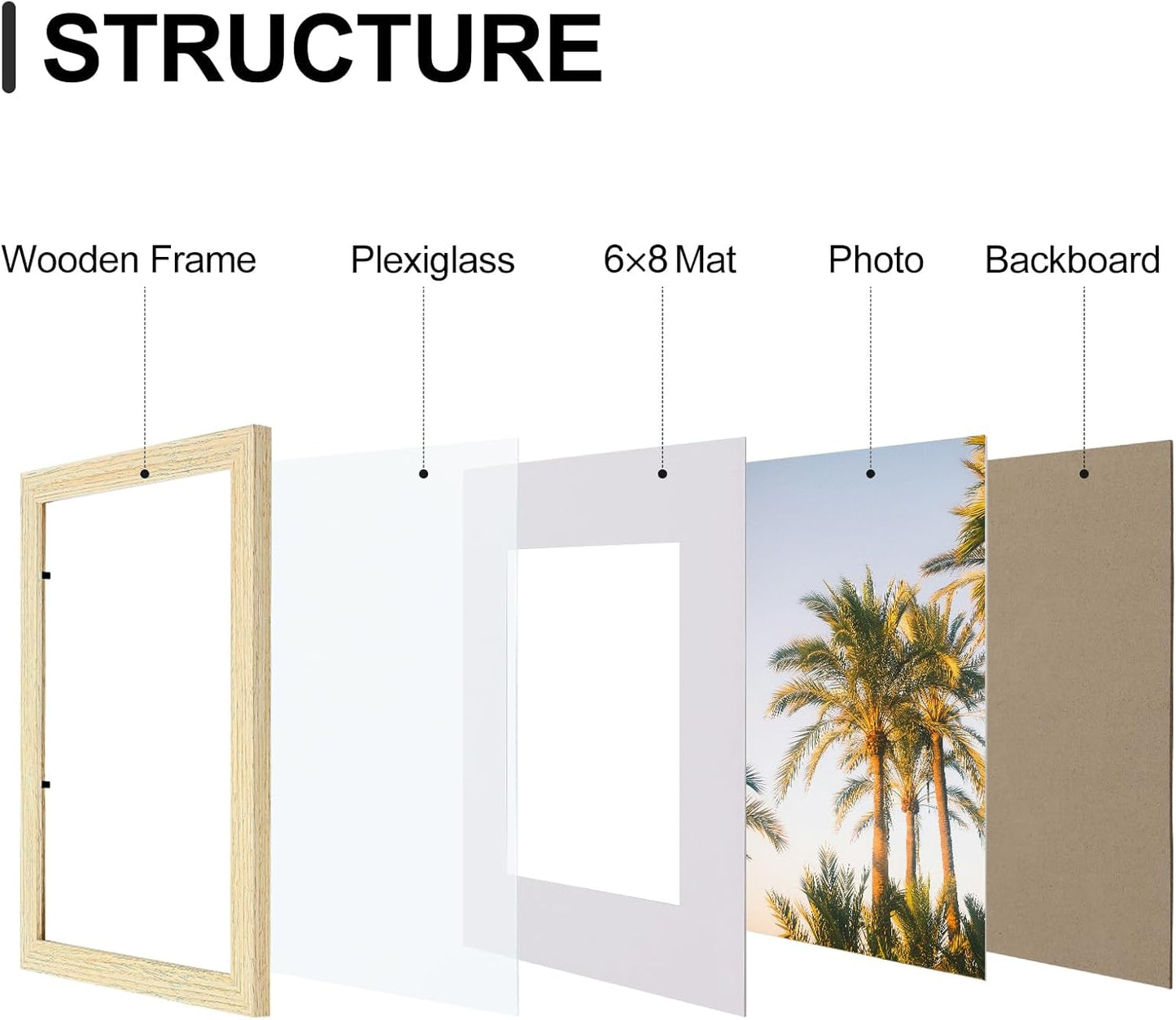 Vittanly 11x14 Picture Frame, Display Pictures 8x10 with Mat or 11x14 without Mat, Photo Frame for Wall Mounting, Black, 1 Pack - Colors A
