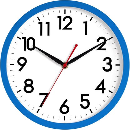 AKCISOT Wall Clock, Modern Small Wall Clocks Battery Operated 8 Inch, Silent Non-Ticking Analog Classic for Office, Home, Bathroom, Kitchen, Bedroom, School(Black)