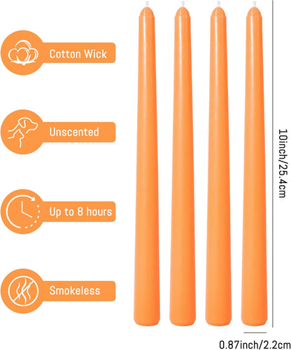 Viyffo Taper Candles, 10 Inch, 4 Pack, Olive Glow – Unscented, Dripless & Smokeless Design, Up to 8 Hour Burn – Long Tall Taper Candlesticks for Wedding, Dinner & Home Decor