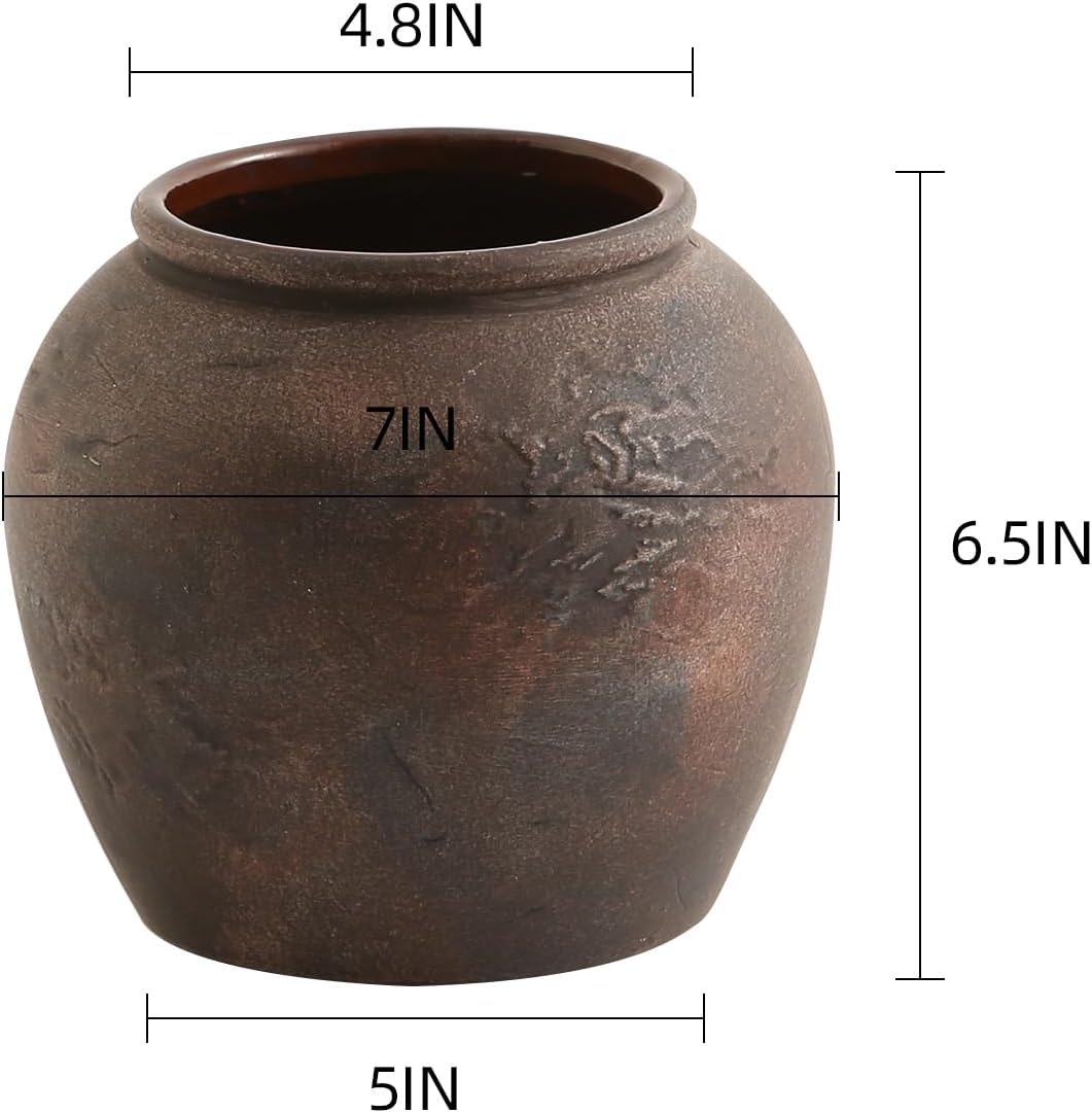 Rustic Vases for Home Decor. Ceramic Vase for Dining Table Decor. Terracotta Decorative Vase 6.1IN. ZSHLXM
