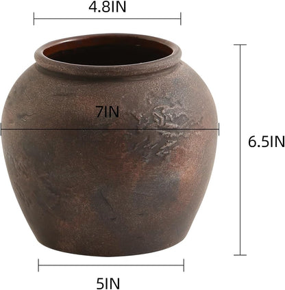 Rustic Vases for Home Decor. Ceramic Vase for Dining Table Decor. Terracotta Decorative Vase 6.1IN. ZSHLXM