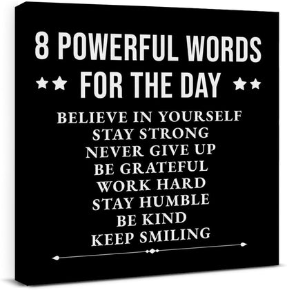 Inspirational Farmhouse Canvas Print Wall Art Decor One Small Positive Thought in the Morning Can Change Your Whole Day Sign Painting Plaque Rustic Home Decoration (8 X 8 Inches, Framed)