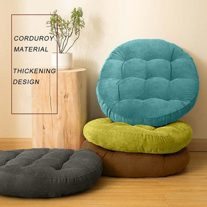 Meditation Floor Pillow Set of 2 Large Round Floor Cushions for Adults Tufted Corduroy Floor Seat Pillows Cushion for Living Room,Wine Red 16.5" Lx16.5 Wx3 H