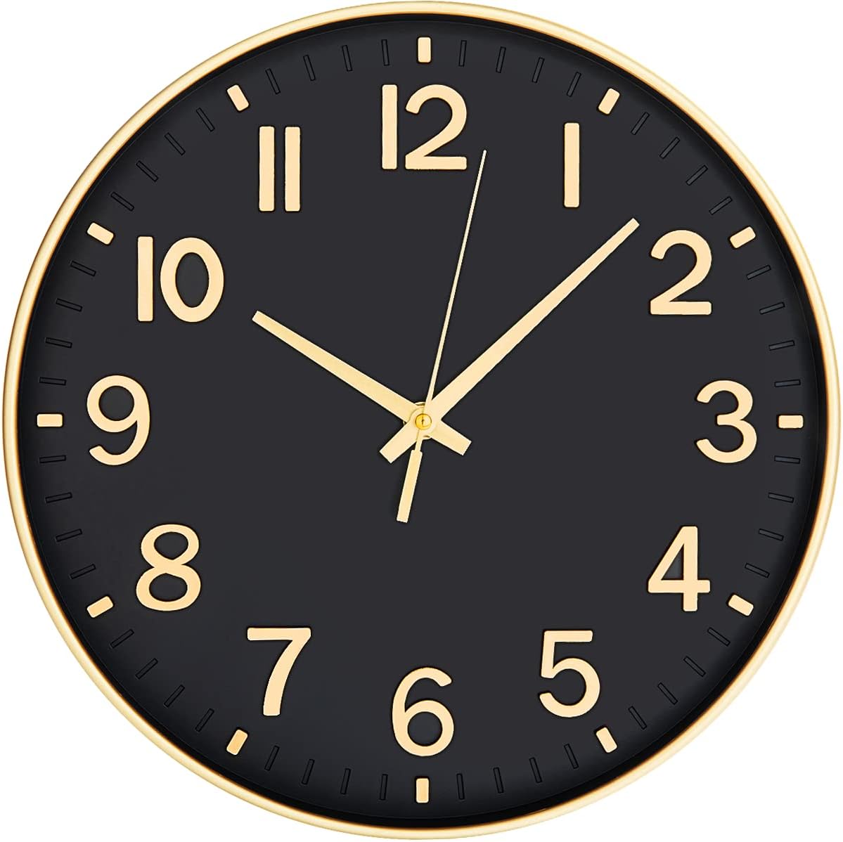 HZDHCLH Wall Clocks Battery Operated,12 inch Silent Non Ticking Modern Wall Clock for Living Room Bedroom Kitchen Office Classroom Decor (Olive Green and Gold)