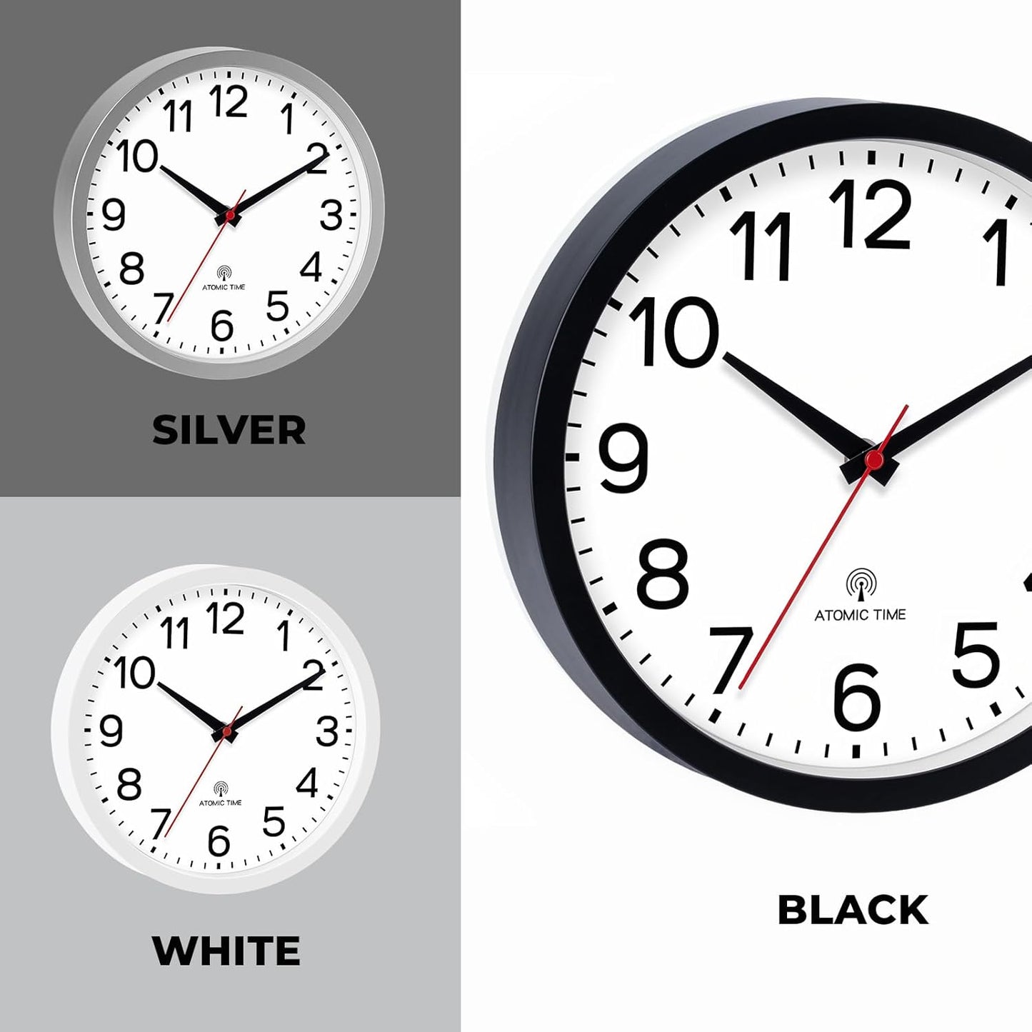AKCISOT Wall Clock, Modern Small Wall Clocks Battery Operated 8 Inch, Silent Non-Ticking Analog Classic for Office, Home, Bathroom, Kitchen, Bedroom, School(Black)