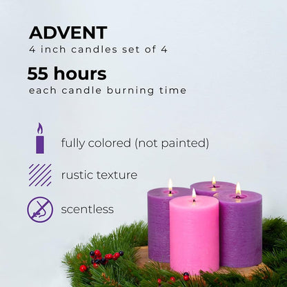 CANDWAX 3x4 inch Pillar Candles Set of 3 – Unscented Dripless Rustic Dark Blue Candles for Room Decor, Weddings, Centerpieces